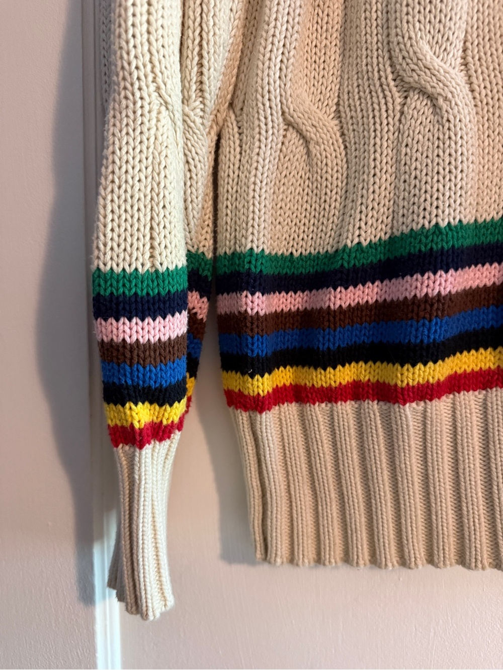 Rowing Blazers x Target Unisex Rainbow Stripe V-Neck Cable Knit Sweater Small - Picture 7 of 9